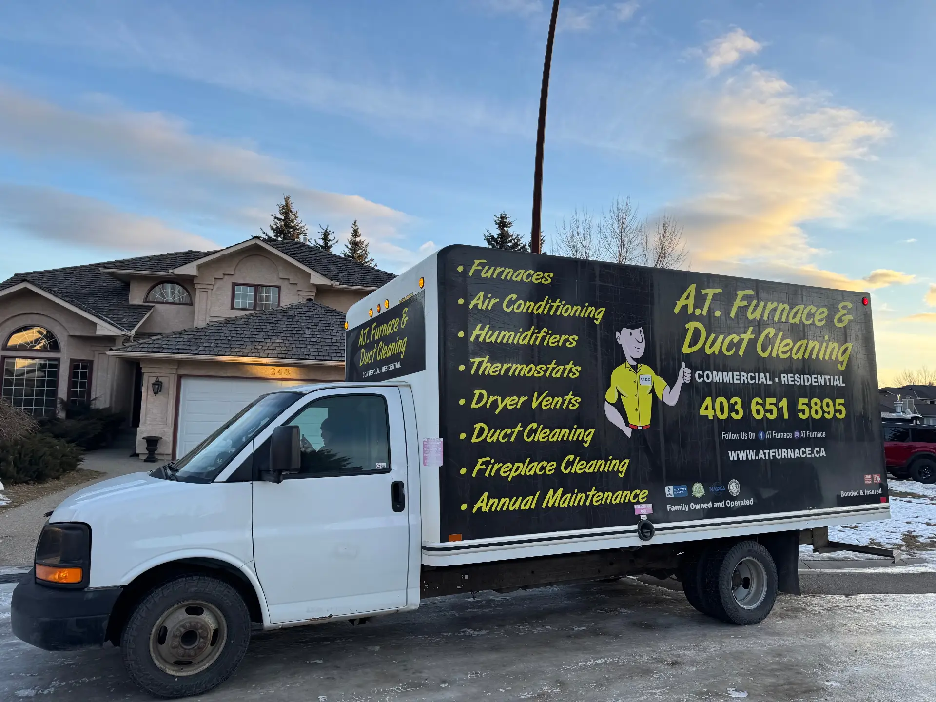 A.T. Furnace & Duct Cleaning service truck in Calgary